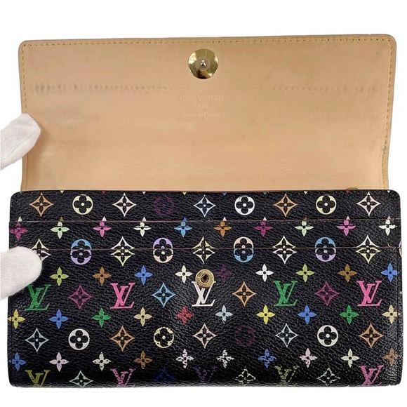 Louis Vuitton Takashi Murakami Sarah Multicolored Monogram Wallet Black LV OS - Picture 4 of 16